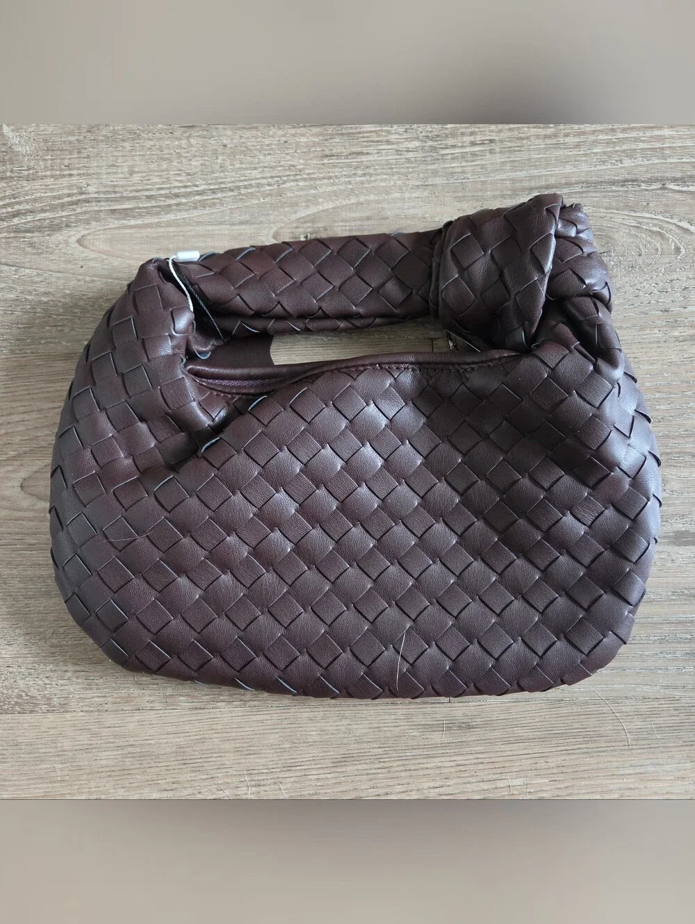 Brown Woven Leather Hobo Shoulder Bag - Picture 2 of 3